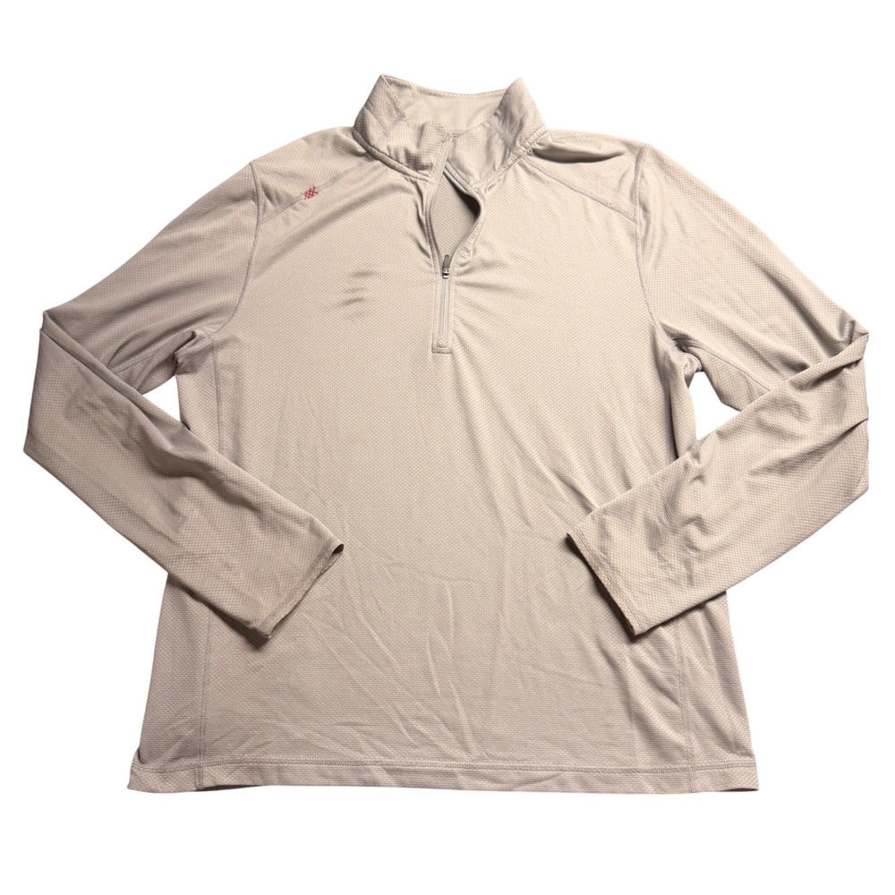 Rhone Mens Polartec Quarter Zip Pullover Gray Textured Activewear Top Large